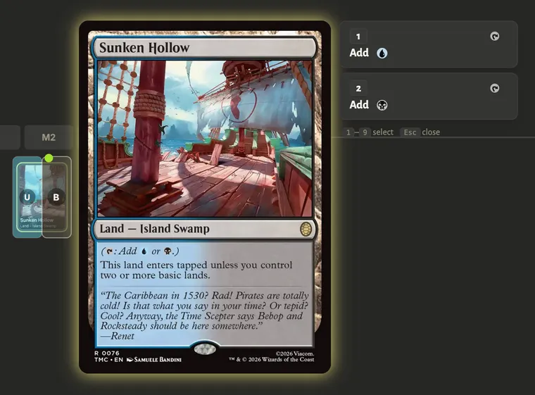 A card with a picker listing two abilities