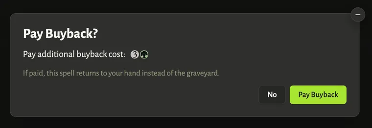 A yes/no prompt with two labelled buttons