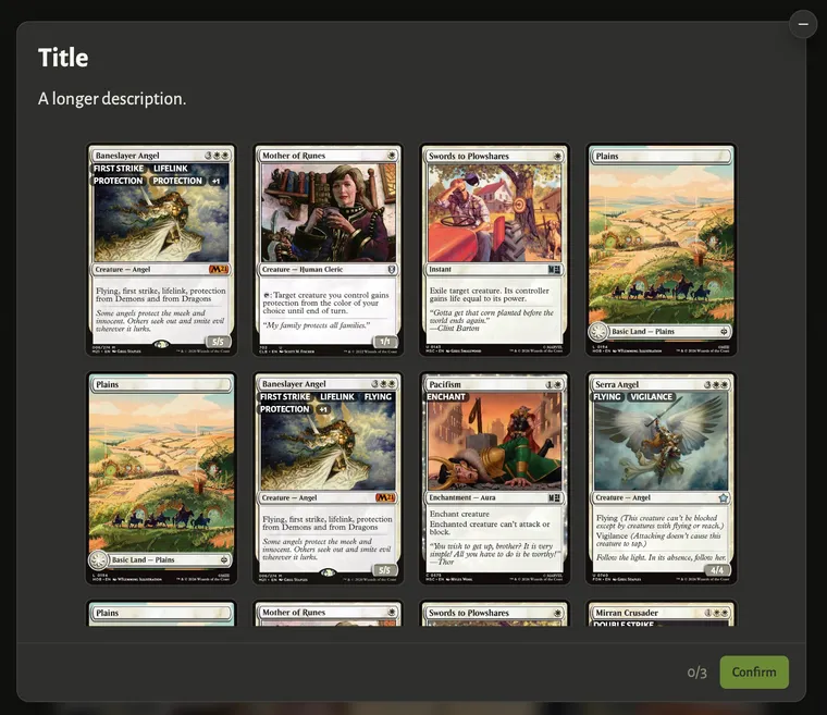 Many cards wrapped into a scrollable grid